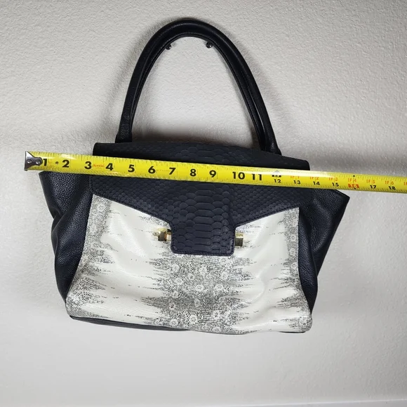 Vince Camuto Julia Satchel White And Black Bag - Picture 11 of 16